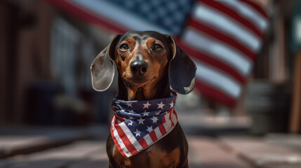 Patriotic Pooch: Dachshund Celebrating the Fourth of July