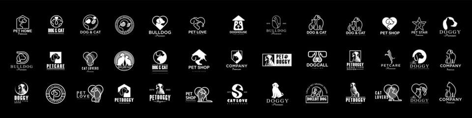 Dog Cat Pet Shop icon set Vector Logo design .This logo could be use as logo of pet shop, pet clinic
