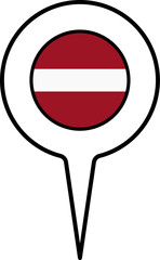 Latvia flag Map pointer icon.