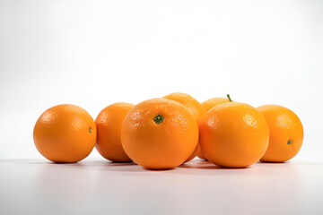 Creative fruits composition. Beautiful whole oranges isolated on white background. flat lay top side view