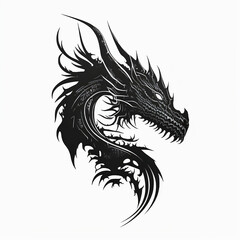 Small dragon tattoo flat white background - Generative Ai