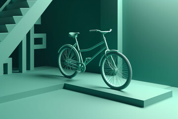Bicycle - conceptual illustration. Isometric view. Generative AI