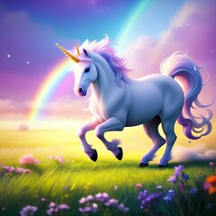 Obraz na płótnie Canvas Cute little pink unicorn, Ai generated image.