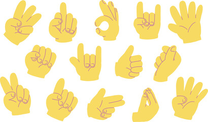 Fototapeta premium set of hand gesture emojis