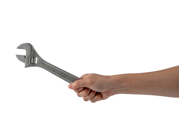 a wrench in hand isolated on transparent background.