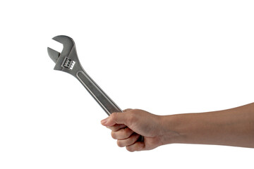 a wrench in hand isolated on transparent background.