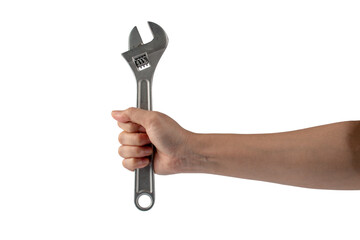 a wrench in hand isolated on transparent background.