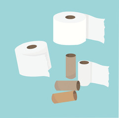 oilet paper vector set. Toilet paper flat vector. Cartoon style.