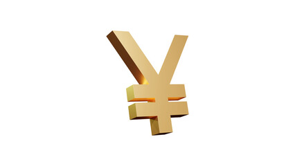 isolated golden yuan sign