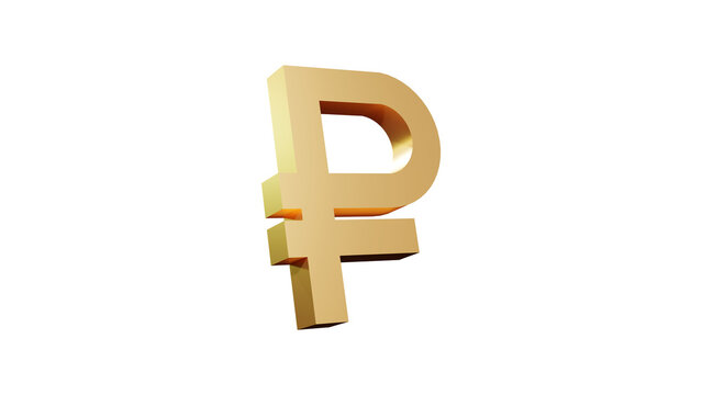 Ruble icon isolated. 3D ruble icon isolated