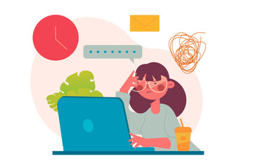 Office worker working moment.Vector illustration