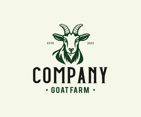 Goat farm logo design vector 