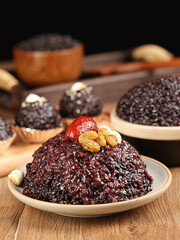 Pastry made with red glutinous and black rice,Sticky Rice Dim Sum(glutinous rice porridge)