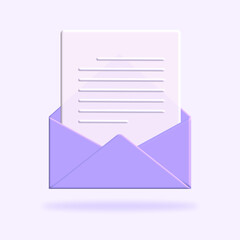 Envelope with paper documents icon. 3D Vector Illustrations.