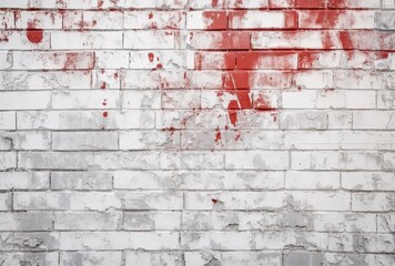 a white brick wall with a red line, generative ai