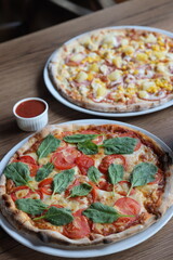 Pizza on background for menu pizzeria
