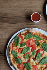 Pizza on background for menu pizzeria