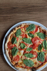 Pizza on background for menu pizzeria