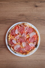Pizza on background for menu pizzeria