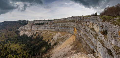 dark clouds above Creux-du-Van in the swiss jura