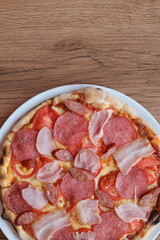 Pizza on background for menu pizzeria