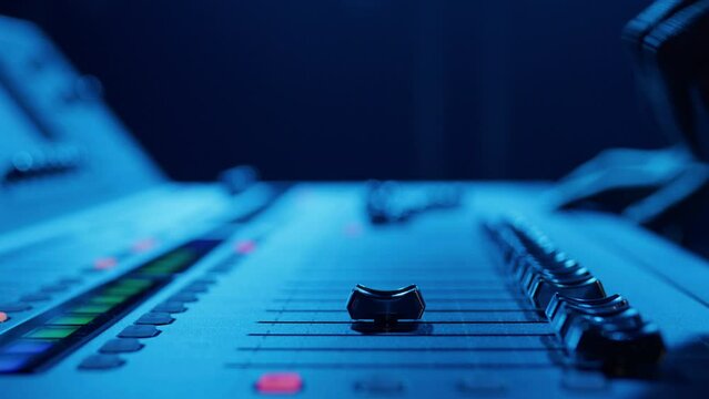 Close-up of the sound controller sticks. Setting up the sound before the concert