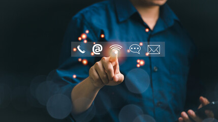 Businessman using  Contact us