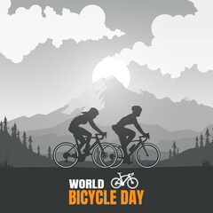 Fototapeta na wymiar Silhouette of the cycling a bicycle Vector illustration, world bicycle day.