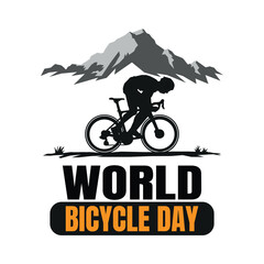 Silhouette of the cycling a bicycle Vector illustration, world bicycle day.