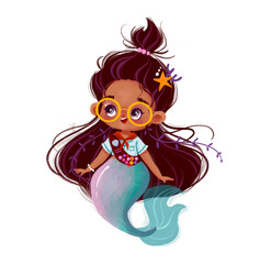 Mermaid Scout Girl Illustration, Children Illustration