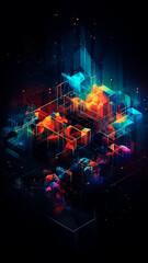 mobile background with modern graphics elements of rainbow colors. High quality  Generative AI