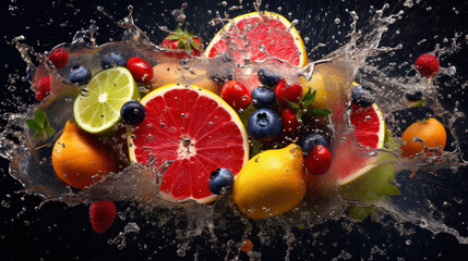 Fototapeta na wymiar fruit in water