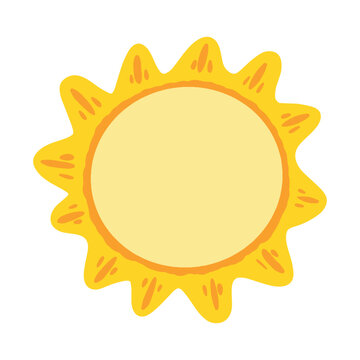 Drawing Cute Sun Cartoon doodle vector illustration in white background