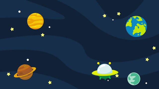outer space cartoon scene motion seamless loop background