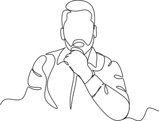 Portrait of a thoughtful businessman- continuous line drawing