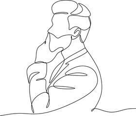 Portrait of a thoughtful businessman- continuous line drawing