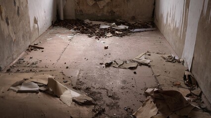 interior of an abandoned dirty building