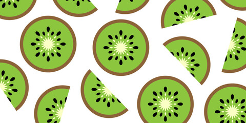 Kiwi fruit backdrop. Kiwi pattern illustration for design. Healthy lifestyle and healthy nutrition. Delicious background. Vector EPS 10