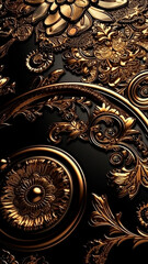 luxury black background with gold elements for mobile. High quality Generative AI