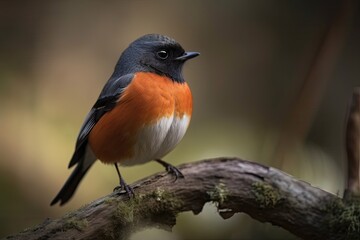 male redstart bird perched on twig, with its vibrant plumage in full view, created with generative ai