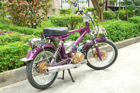 Honda C70 motorcycle. Vintage vehicle but still good condition.