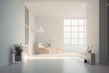Fototapeta na wymiar minimalist lofi interior, with clean lines and minimalist design elements, created with generative ai