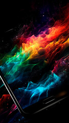 mobile background with modern graphics elements of rainbow colors. High quality  Generative AI