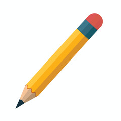 Yellow pencil with rubber eraser icon. Pencil icon flat isolated vector
