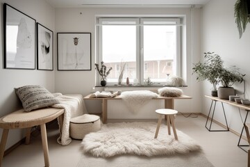 scandi-inspired interior, with minimalist decor and natural elements, created with generative ai