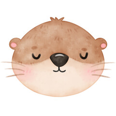 Cute Otter, Summer, Cute Animal, Pool Party, Watercolor, Vector, illustration