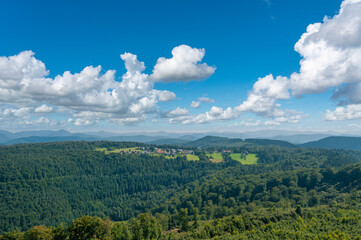 Naklejka premium Blick vom Luitpoldturm bei Merzalben über den Pfälzerwald, Region Pfalz im Bundesland Rheinland-Pfalz in Deutschland