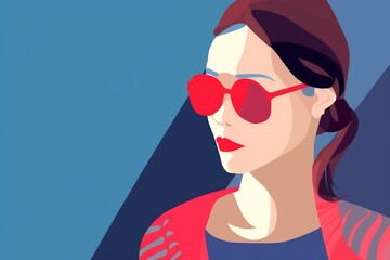 modern woman style girl template design illustration poster portrait glasses fashion. Generative AI.