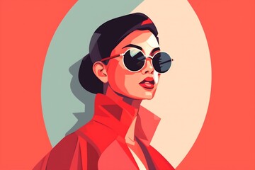 vacation woman style fashion poster design glasses portrait modern girl illustration. Generative AI. - obrazy, fototapety, plakaty