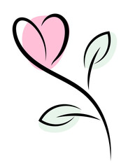 Minimalistyczny kwiatek tulipan ilustracja - obrazy, fototapety, plakaty